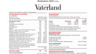 Mediadaten Liechtensteiner Vaterland 2020 (CHF)