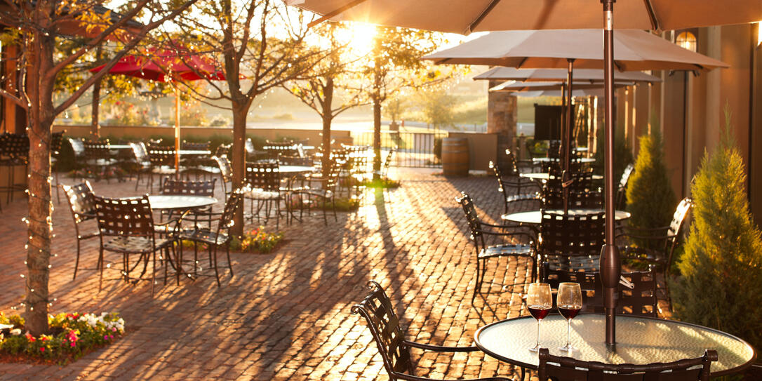 Lovely summer patio setting in restaurant.