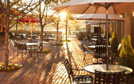 Lovely summer patio setting in restaurant.