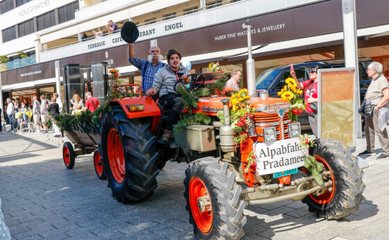 Alpabfahrt-Pradamee durch das Städtle, Vaduz, Liechtenstein.
