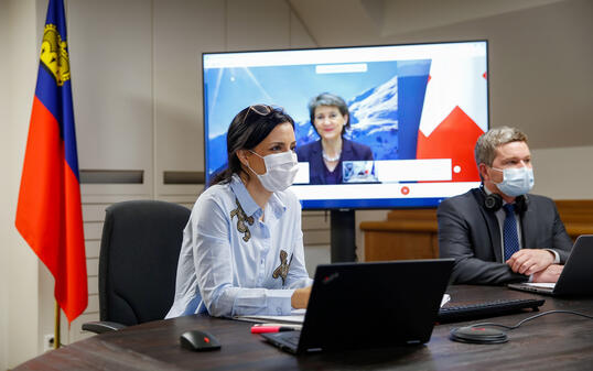 Liechtenstein Regierung Regierungsraetin Dominique Hasler Videokonferenz XVI. Alpenkonferenz