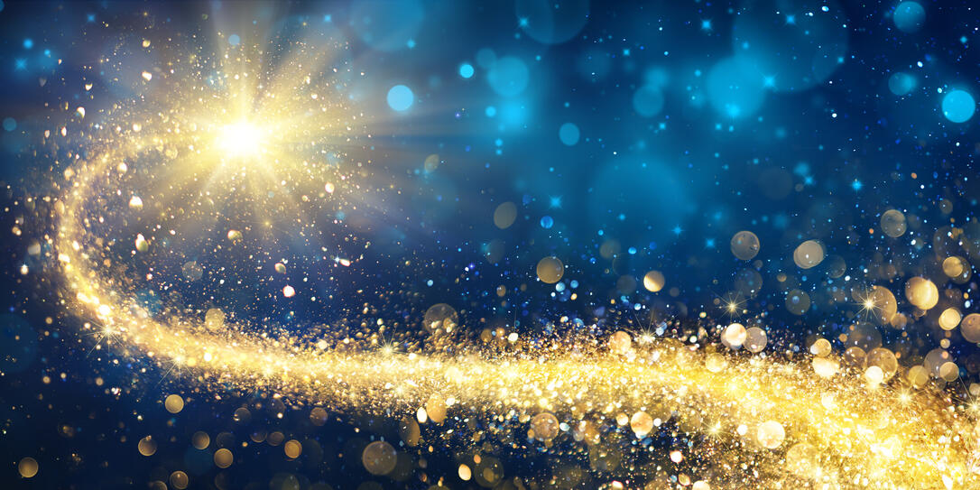 Christmas Golden Star In Shiny Night