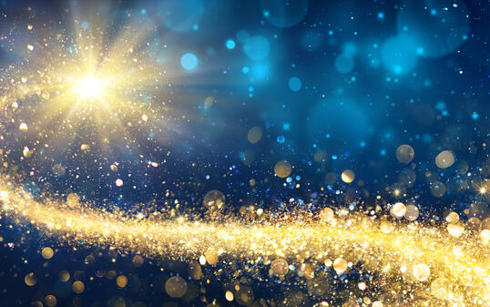 Christmas Golden Star In Shiny Night