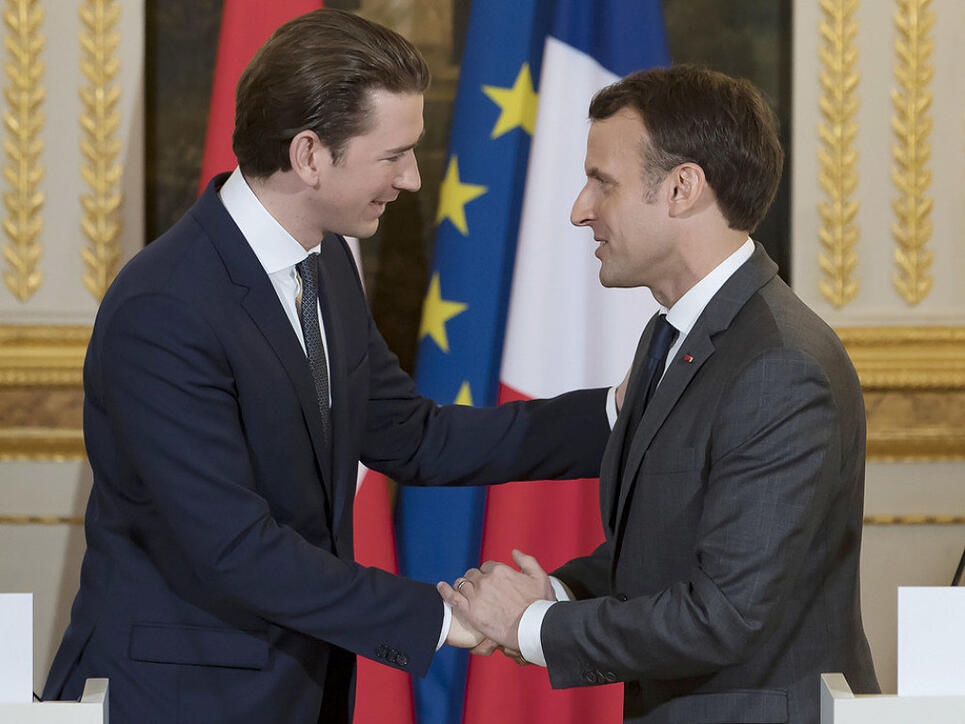 Sebastian Kurz (l.) und Emmanuel Macron am Freitag im Elysée-Palast in Paris.