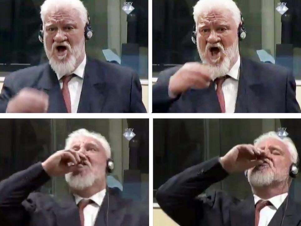 Slobodan Praljak trank vor dem UNO-Kriegsverbrechertribunal Gift - später starb er im Spital.