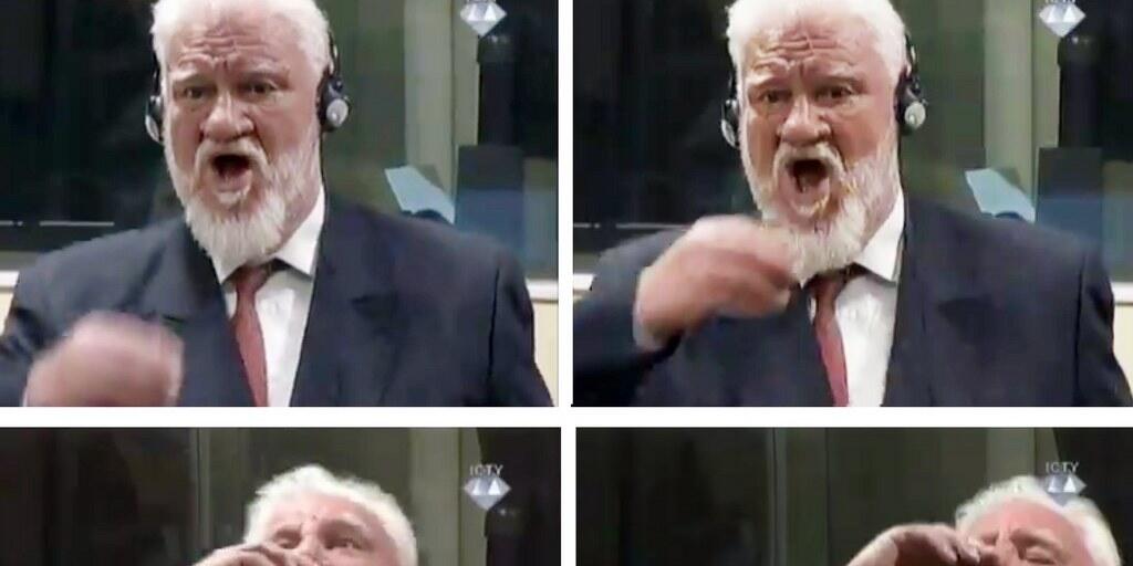 Slobodan Praljak trank vor dem UNO-Kriegsverbrechertribunal Gift - später starb er im Spital.