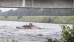 Plattform mit Kran im Rhein Vaduz / Sevelen 140813