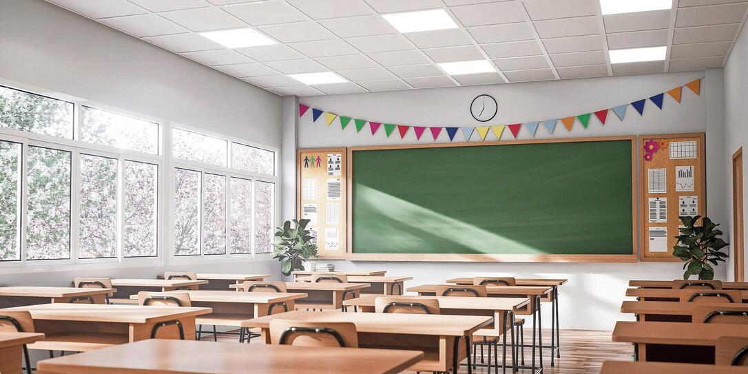 Modern style classroom in the morning 3d render