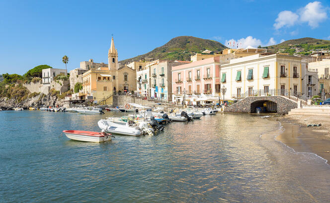 Lipari town on Aeolian Islands Lipari town on Aeolian Islands
