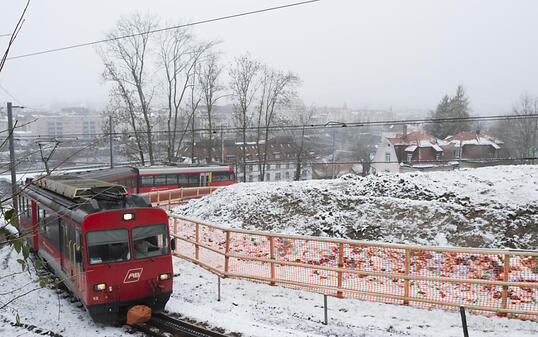 Die Durchmesserlinie ist das grösste Bauprojekt in der Geschichte der Appenzeller Bahnen. Die Teilstrecke auf dem Ruckhaldenhang in St. Gallen wird durch einen Tunnel ersetzt.