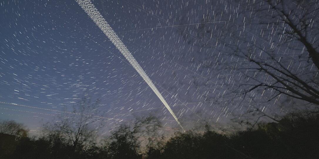 Starlink satellites in the night sky over Austria
