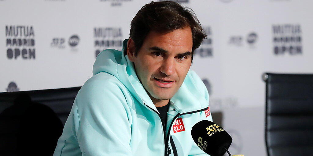Roger Federer an der Pressekonferenz in Madrid