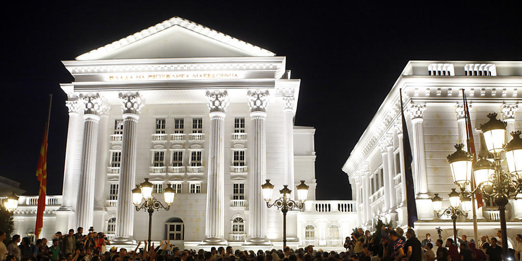 Hauptsache: etwas fürs Auge. Das Regierungsgebäude in der mazedonischen Hauptstadt Skopje.