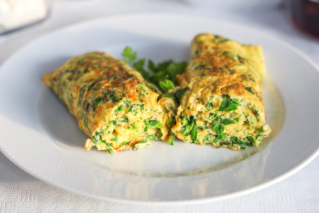 Omelette mit Spinat und Frischkäse