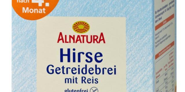Der zurückgerufene Hirse-Brei von Alnatura (Quelle: Migros)