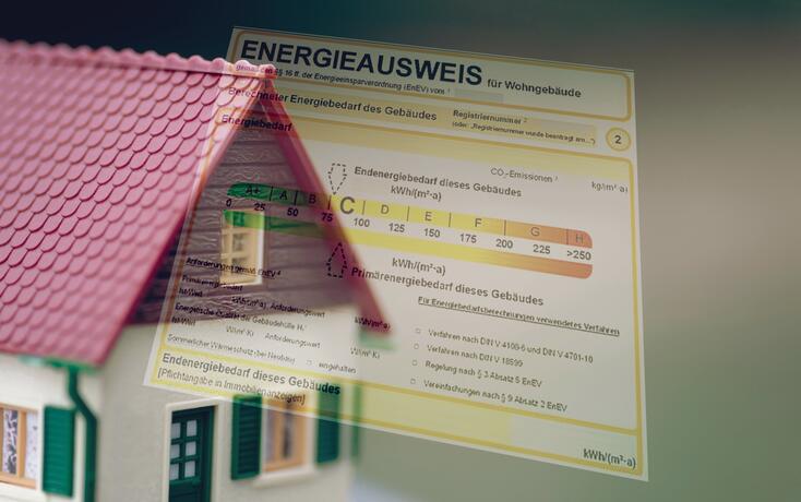 An energy certificate and a house