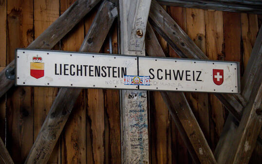 Border post between Liechtenstein and Switzerland