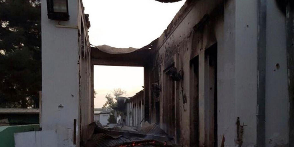 Das zerstörte Gebäude der Organisation MSF. Das zerstörte Gebäude der Organisation MSF.