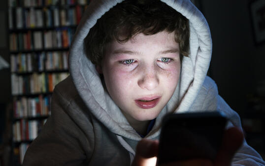 Young Boy Who Is the Victim of Online Bullying