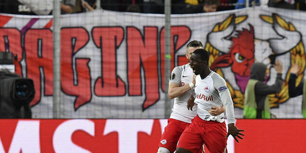 Der Anfang der Wende: Salzburgs Amadou Haidara feiert das 2:1 der Österreicher gegen Lazio Rom