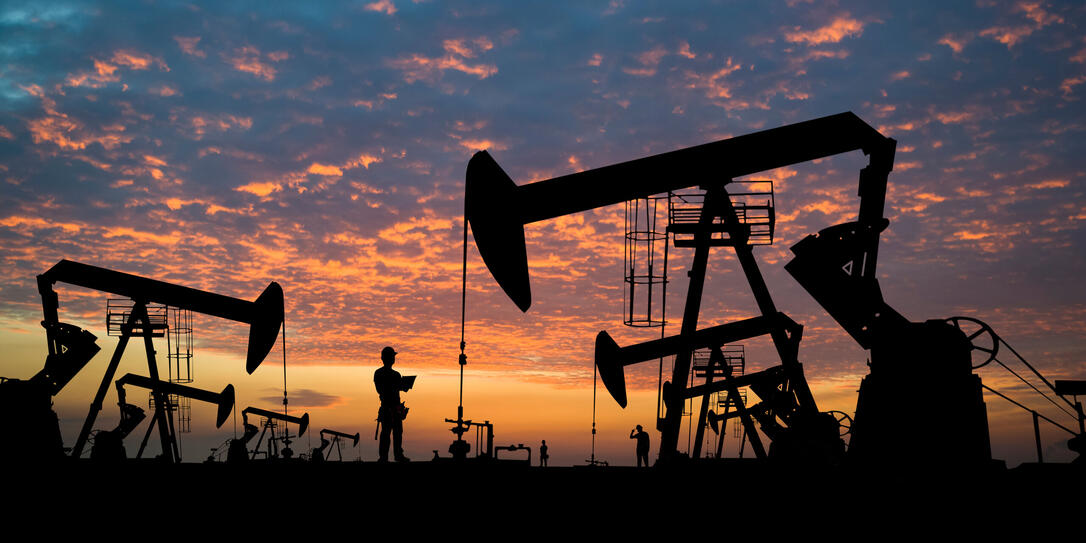 Concept of oil extraction, petroleum industry. Oil engineer