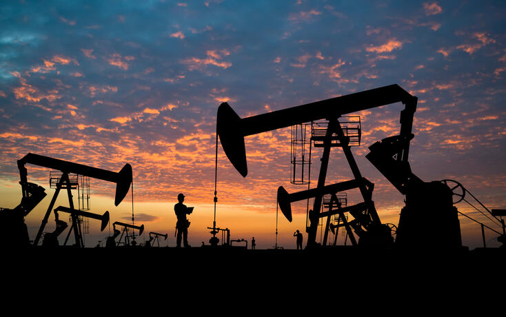 Concept of oil extraction, petroleum industry. Oil engineer