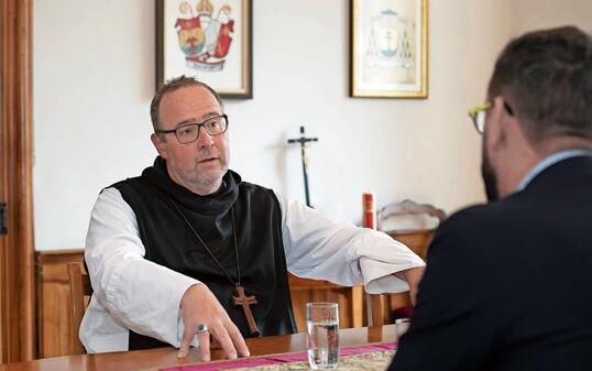 230913 Interview mit Abt Vinzenz Wohlwend im Kloster Mehrerau in Bregenz