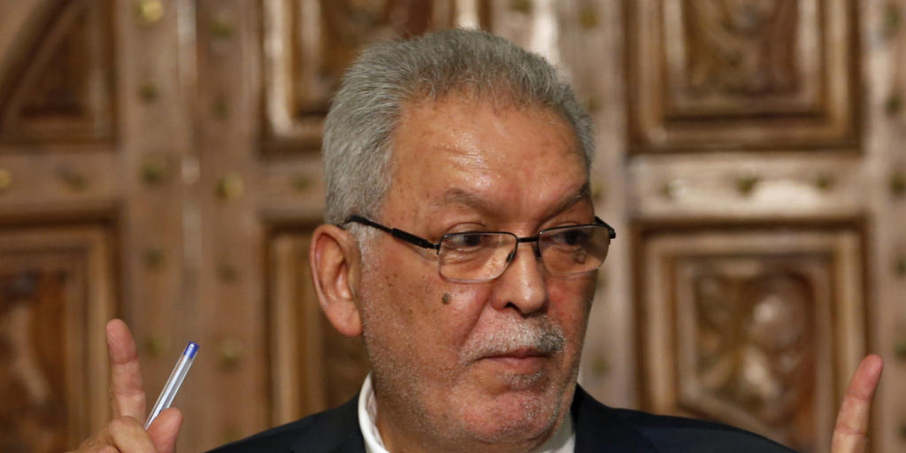 Minister Kamel Jendoubi vor den Medien in Tunis Minister Kamel Jendoubi vor den Medien in Tunis