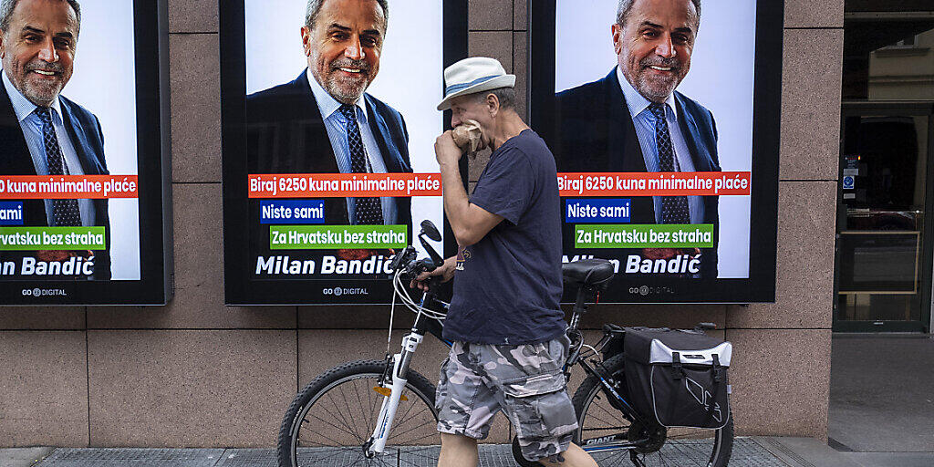 Ein Wahlplakat von Zagrebs Bürgermeister Milan Bandic.