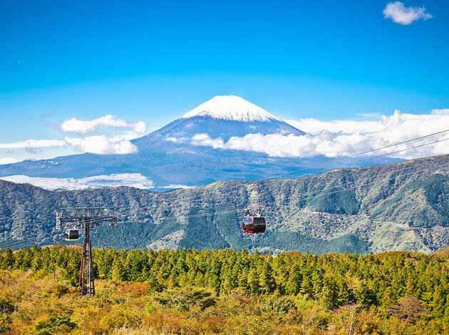 Ropeway at Hakone, Japan with Fuji mountain view Ropeway at Hakone, Japan with Fuji mountain view