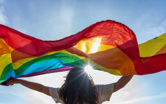 Young woman waving lgbti flag