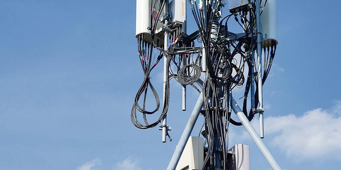 Telecommunication tower of 4G and 5G cellular on sky background Telecommunication tower of 4G and 5G cellular on sky background