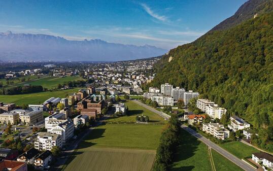 Spitzenplatz: Blick auf Vaduz aus südlicher Richtung.