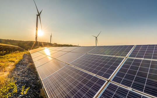 Solar energy and wind power stations