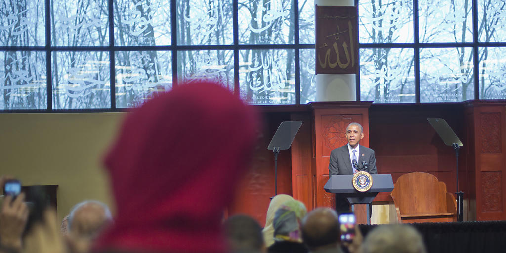 US-Präsident Obama spricht in der Moschee in Baltimore.