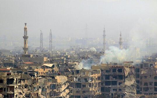 Zerstörung überall: Ein südliches Stadtviertel in der syrischen Hauptstadt Damaskus (Aufnahme vom 28. April 2018).