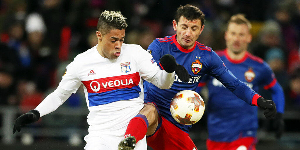 Mariano Diaz (links) spielte für Lyon in der letzten Saison unter anderem in der Europa League gegen Alan Dsagojew und ZSKA Moskau