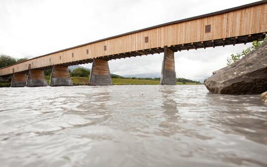 Hochwasser beim Rhein in Vaduz