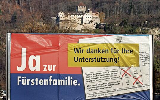 INITIATIVE, FUERSTENINITIATIVE, PLAKAT, ABSTIMMUNGSPLAKAT, SCHLOSS, VADUZ