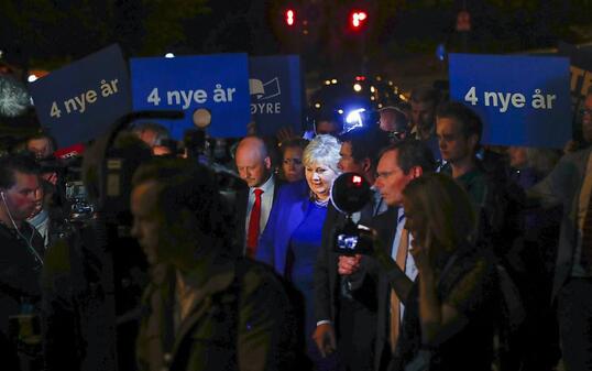 Genügend Stimmen beisammen: Die konservative norwegische Ministerpräsidentin Erna Solberg kann für vier Jahre weiterregieren.