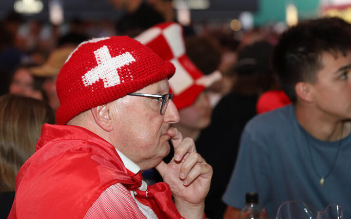 WM-Meile Rathausplatz Vaduz Spiel Schweiz-Katar