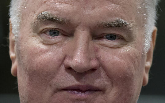 ARCHIV - Der serbische Ex-General Ratko Mladic vor dem UN-Kriegsverbrechertribunal in Den Haag im November 2017. Foto: Peter Dejong/AP POOL/dpa