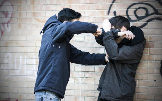 Bullying scene between two adult teenagers