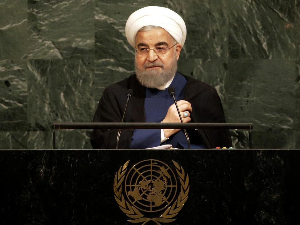 Irans Präsident Hassan Ruhan bei seiner Rede am Mittwoch in New York bei der UNO-Generaldebatte.