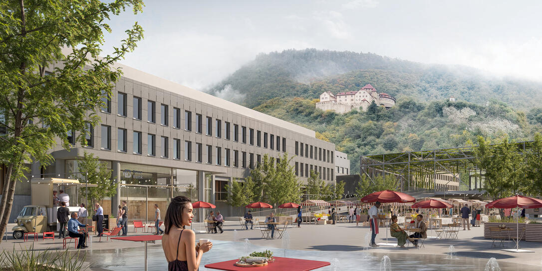 Visualisierung: So könnte der Marktplatz in Vaduz in Zukunft aussehen.