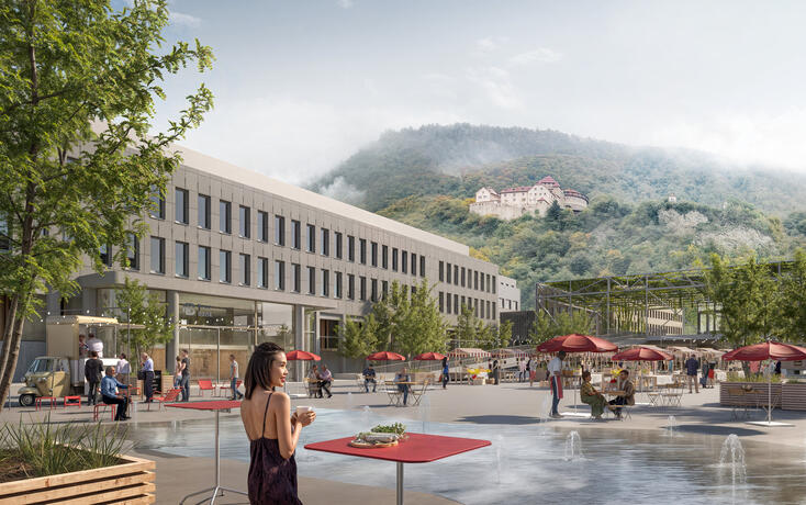 Visualisierung: So k&ouml;nnte der Marktplatz in Vaduz in Zukunft aussehen.
