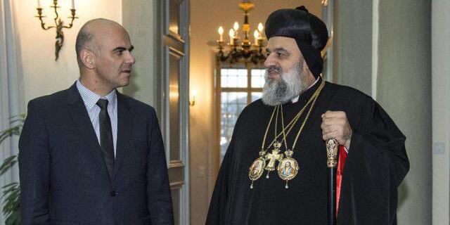 Bundesrat Berset (l.) mit dem syrisch-orthodoxen Patriarchen