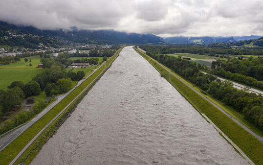 Hochwasser Rhein in Vaduz