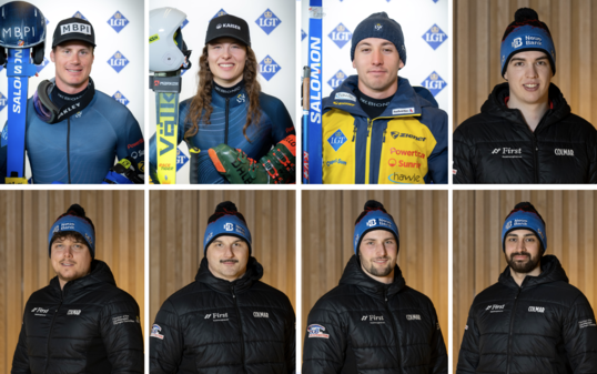 Marco Pfiffner (Ski alpin), Madeleine Beck (Ski alpin), Robin Frommelt (Ski nordisch) und Martin Kranz (Bob) (oben, v.&thinsp;l.) sowie Lorenz Lenherr, Mauro B&uuml;hler, David Tschofen und Ozan Bektas (alle Bob) (unten v.&thinsp;l.) vertreten Liechtenstein an den Olympischen Spielen 2026.