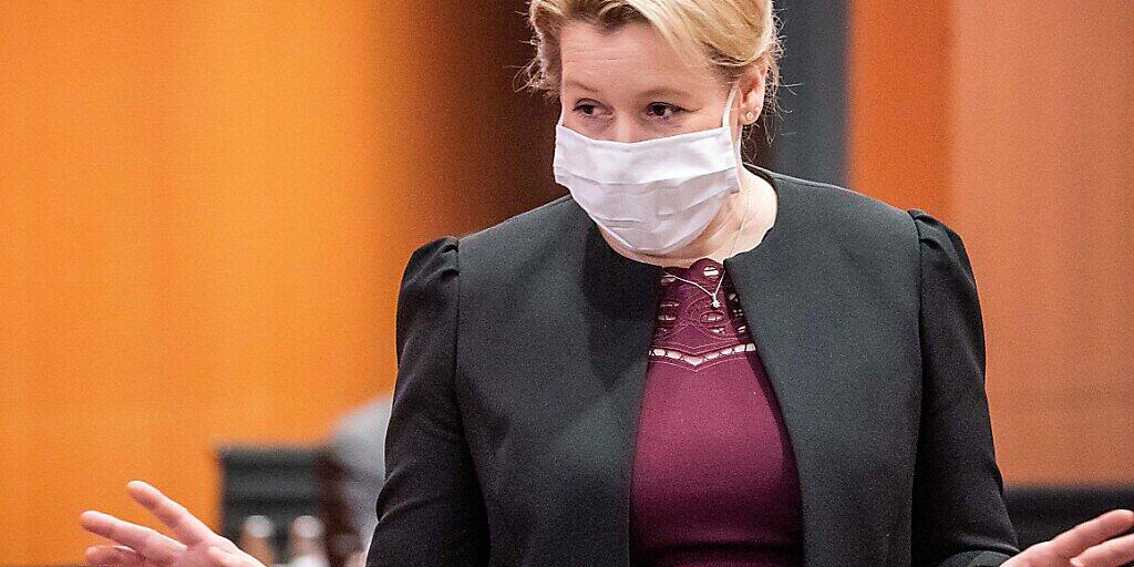 Franziska Giffey (SPD), deutsche Ministerin für Familie, Senioren, Frauen und Jugend, will Bürgermeisterin von Berlin werden. Foto: Michael Kappeler/dpa-pool/dpa
